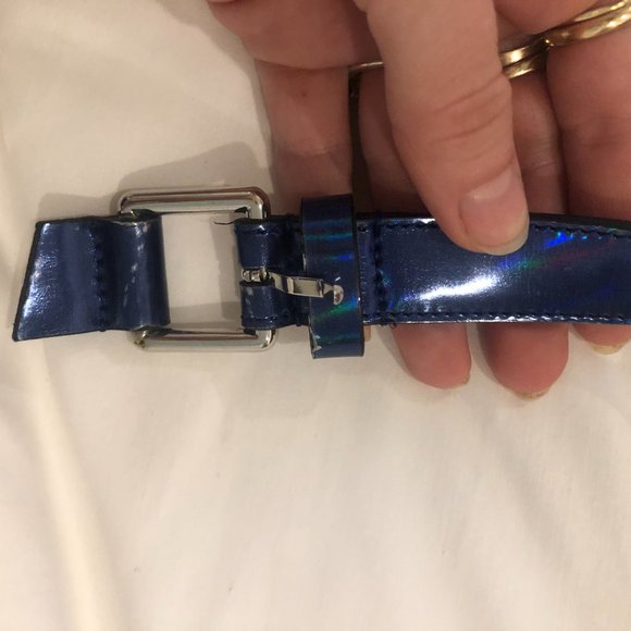 Alexander McQueen Blue iridescent Leather Belt